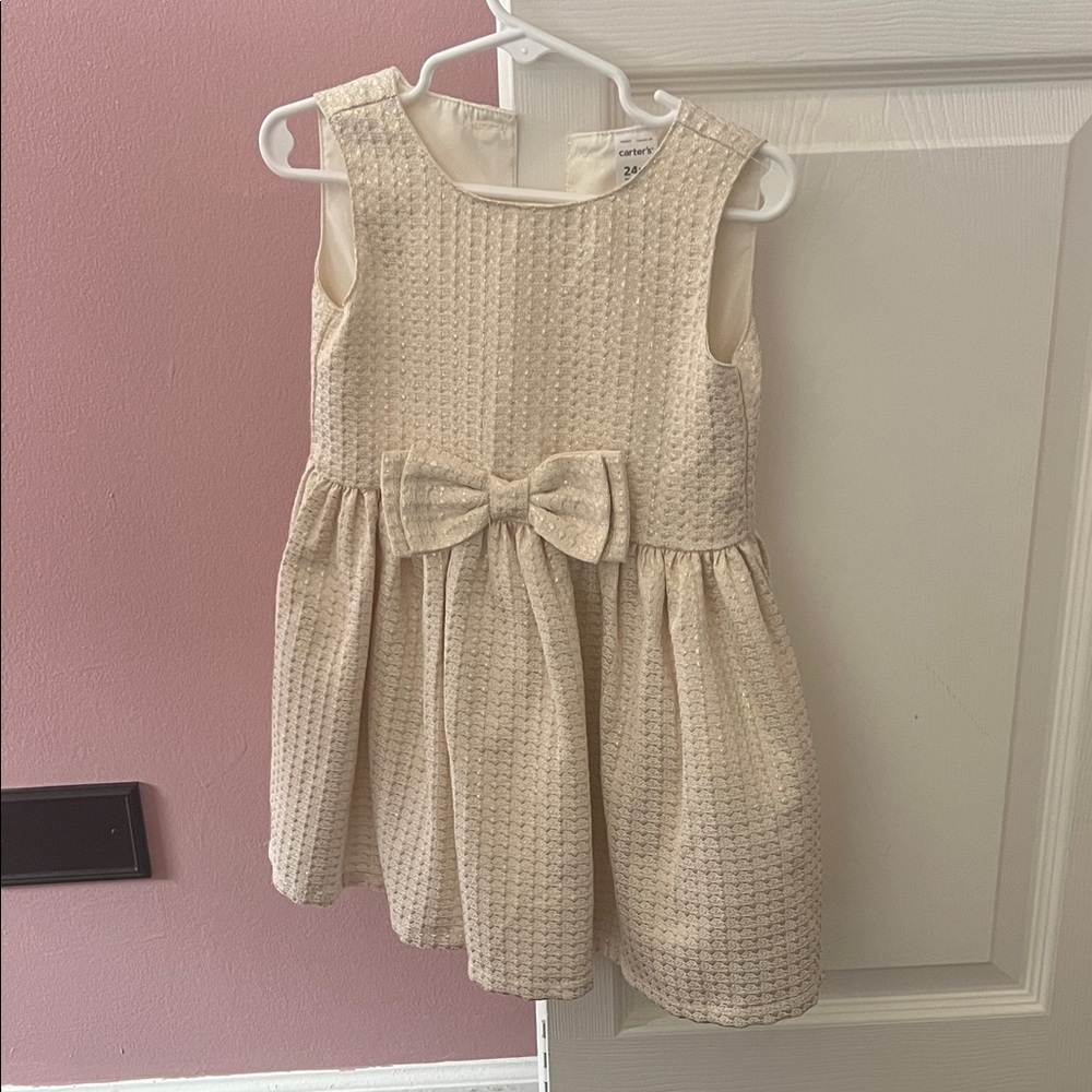 Carter's Textured Cream Bow Dress